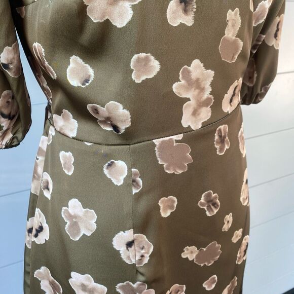 French Connection Size 10 Bronwym Print Satin Wrap Dress - Picture 4 of 13